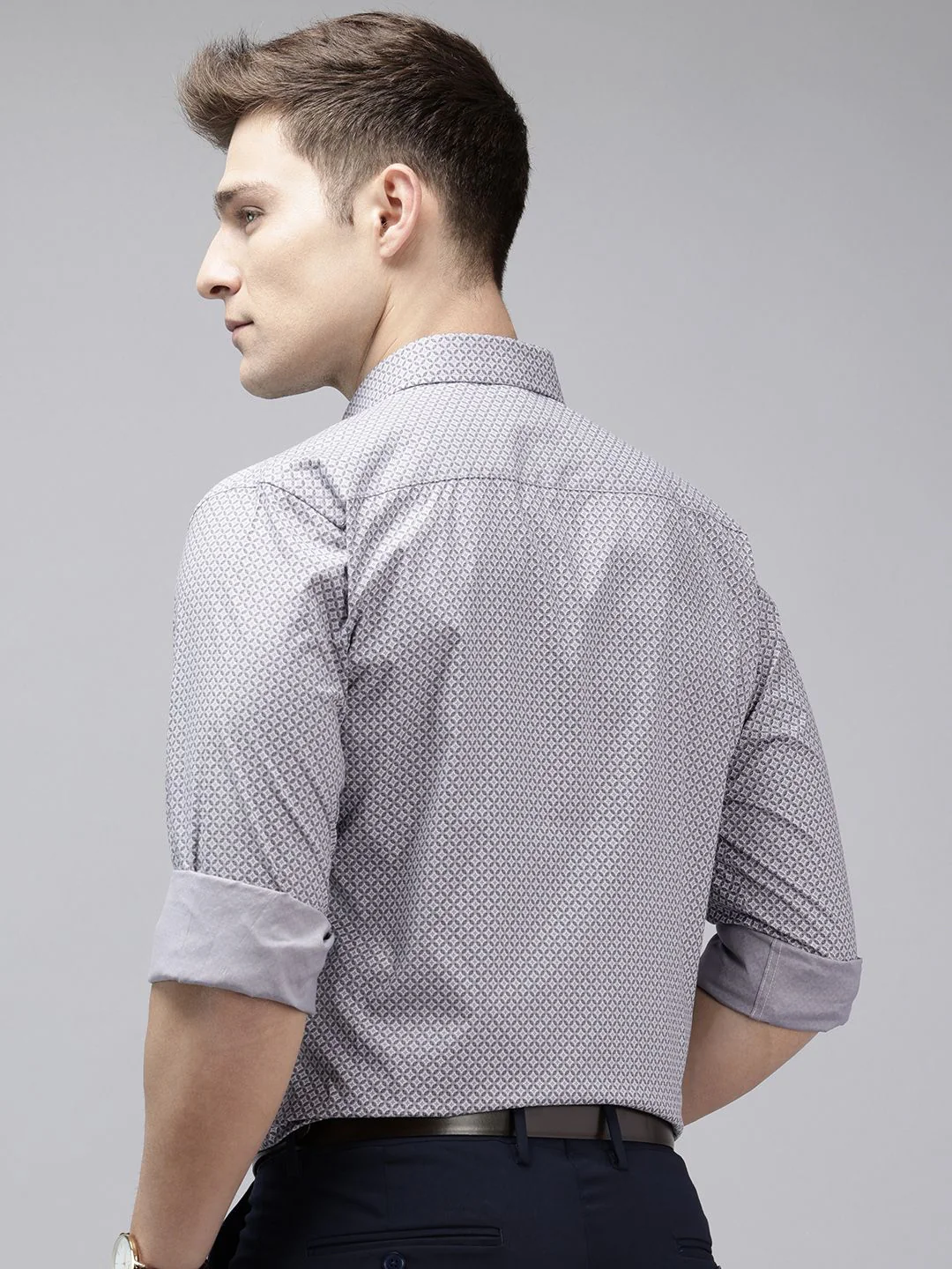Park Avenue Slim Fit Opaque Geometric Printed Formal Shirt - Image 4