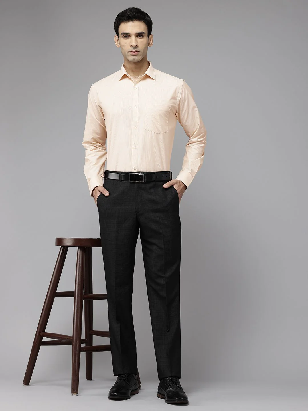 Park Avenue Slim Fit Pinstriped Formal Shirt - Image 6