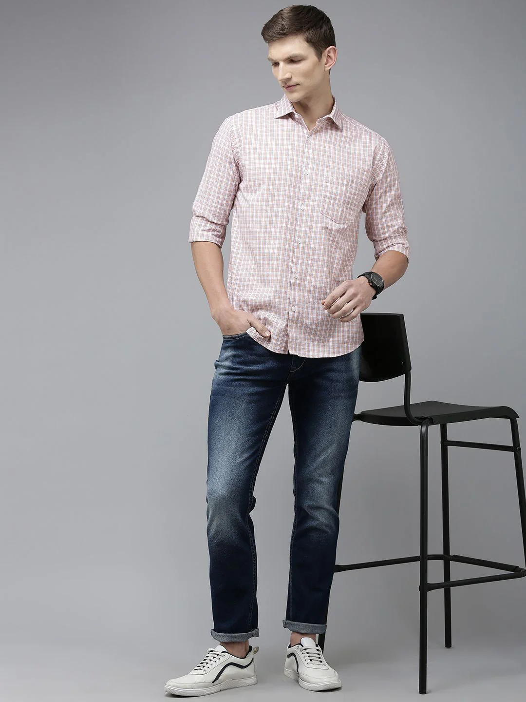 Park Avenue Slim Fit Pure Cotton Checked Casual Shirt - Image 6