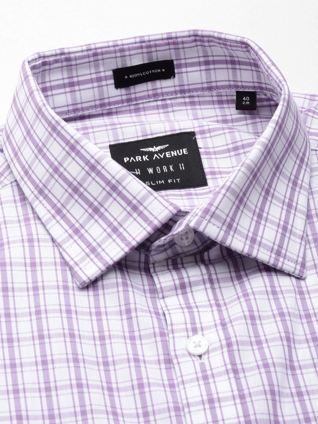 Park Avenue Slim Fit Pure Cotton Checked Formal Shirt - Image 2