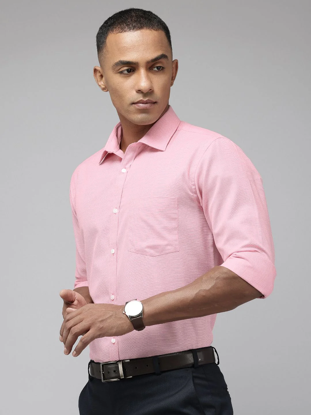 Park Avenue Slim Fit Self Design Opaque Formal Shirt - Image 4