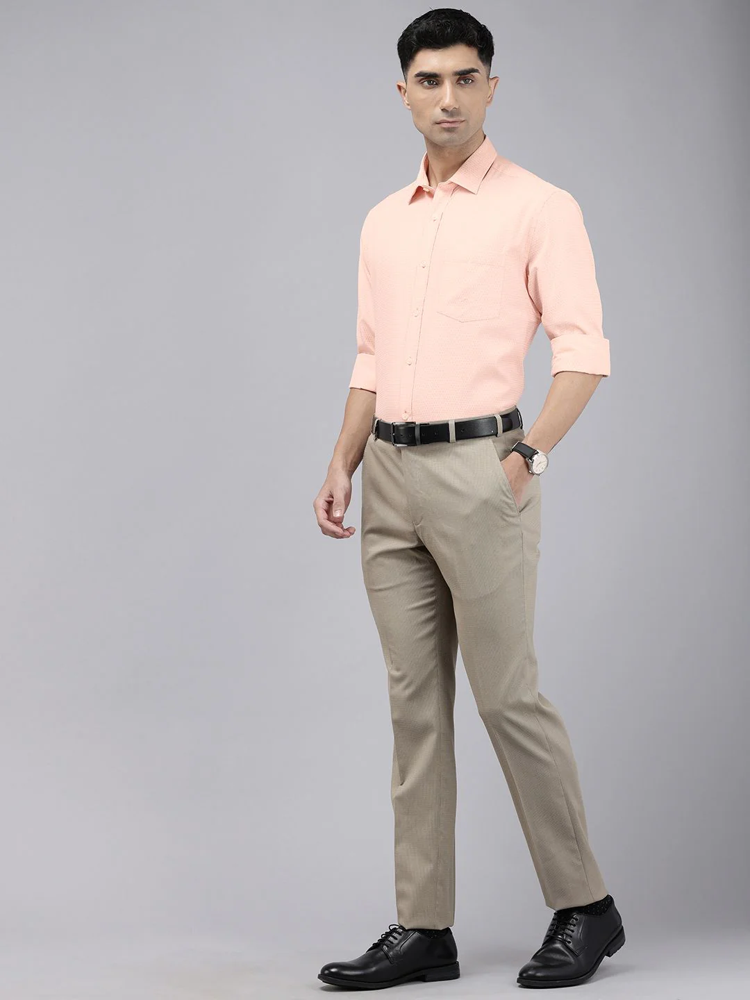 Park Avenue Slim Fit Self Design Textured Formal Shirt - Image 6