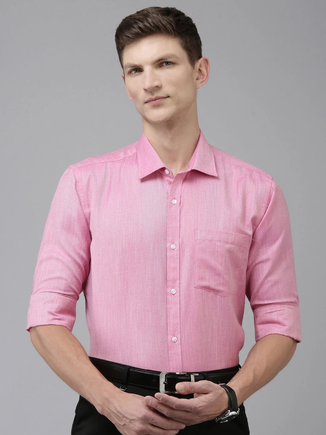 Park Avenue Slim Fit Self Design Textured Formal Shirt - Image 5