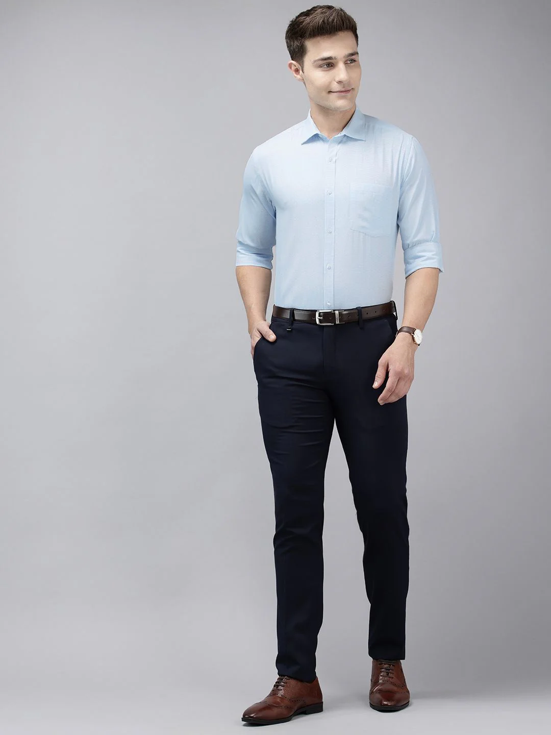 Park Avenue Slim Fit Self Design Textured Opaque Formal Shirt - Image 6