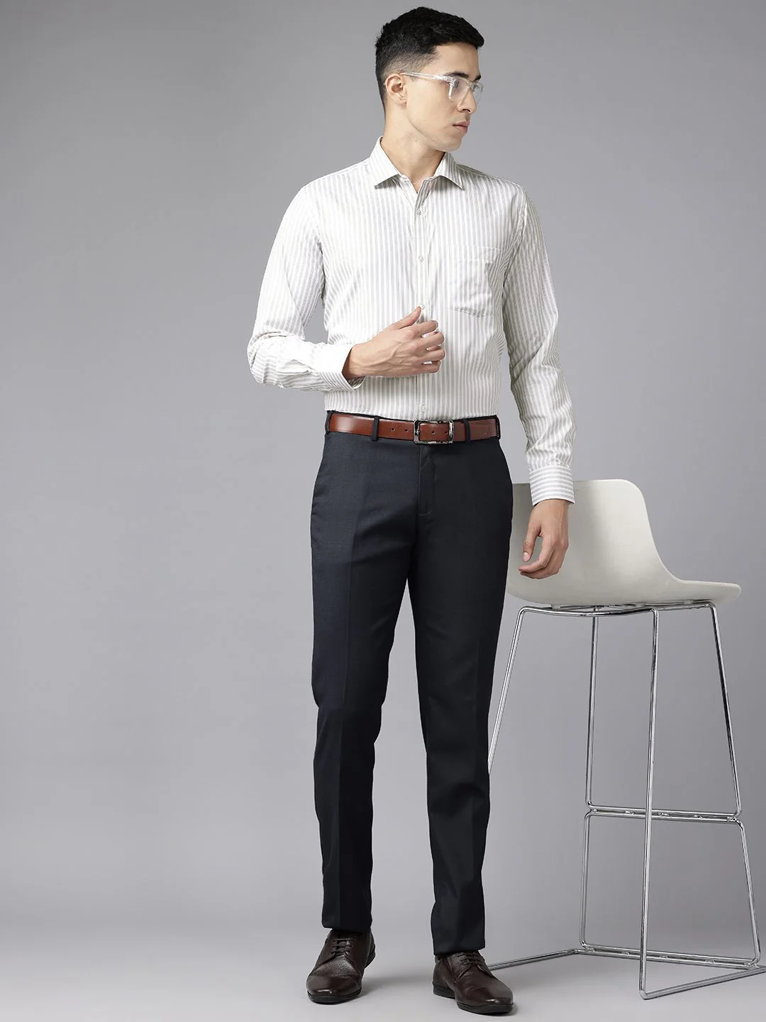 Park Avenue Slim Fit Striped Formal Shirt - Image 6