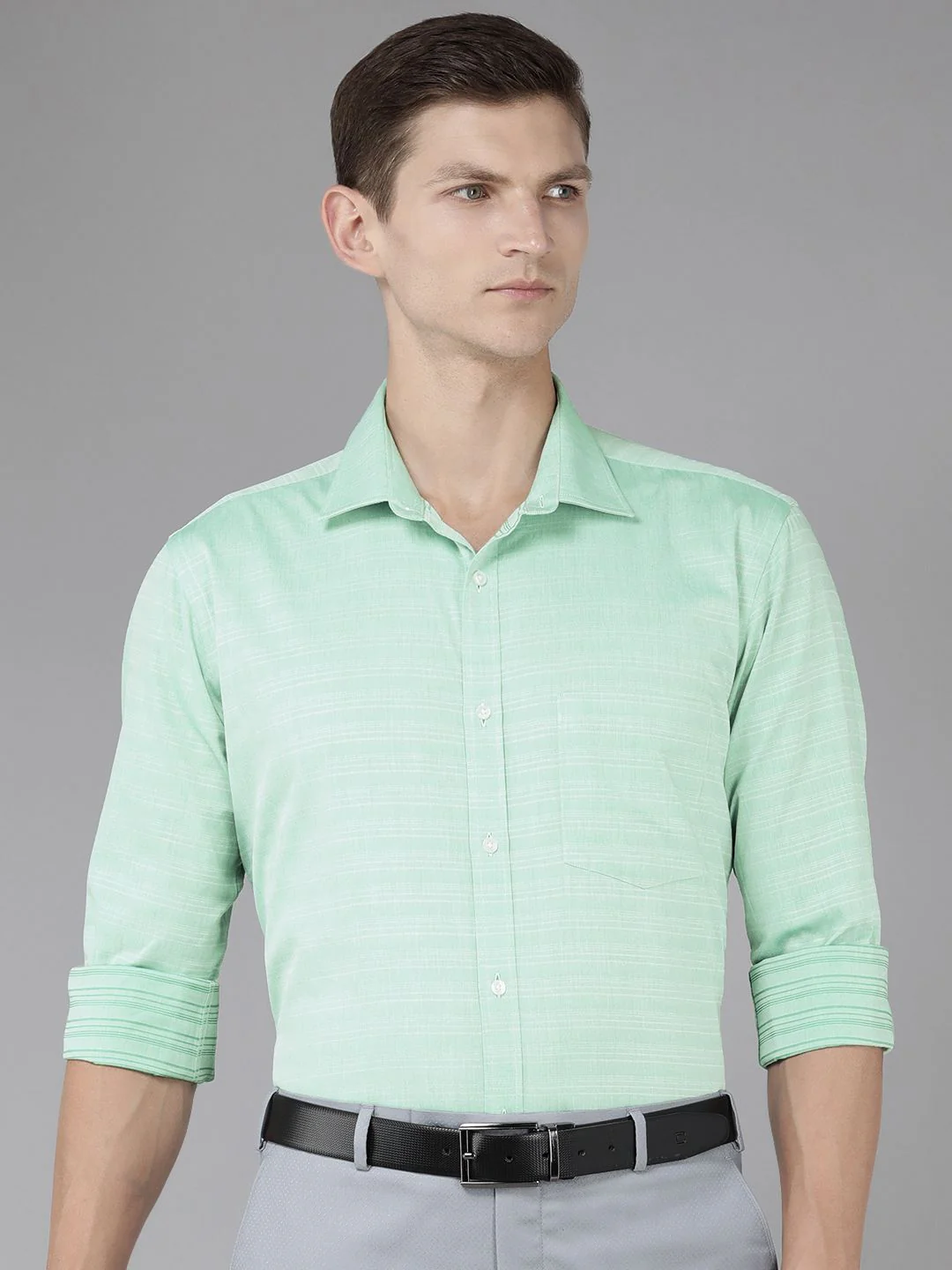 Park Avenue Slim Fit Striped Pure Cotton Formal Shirt - Image 5