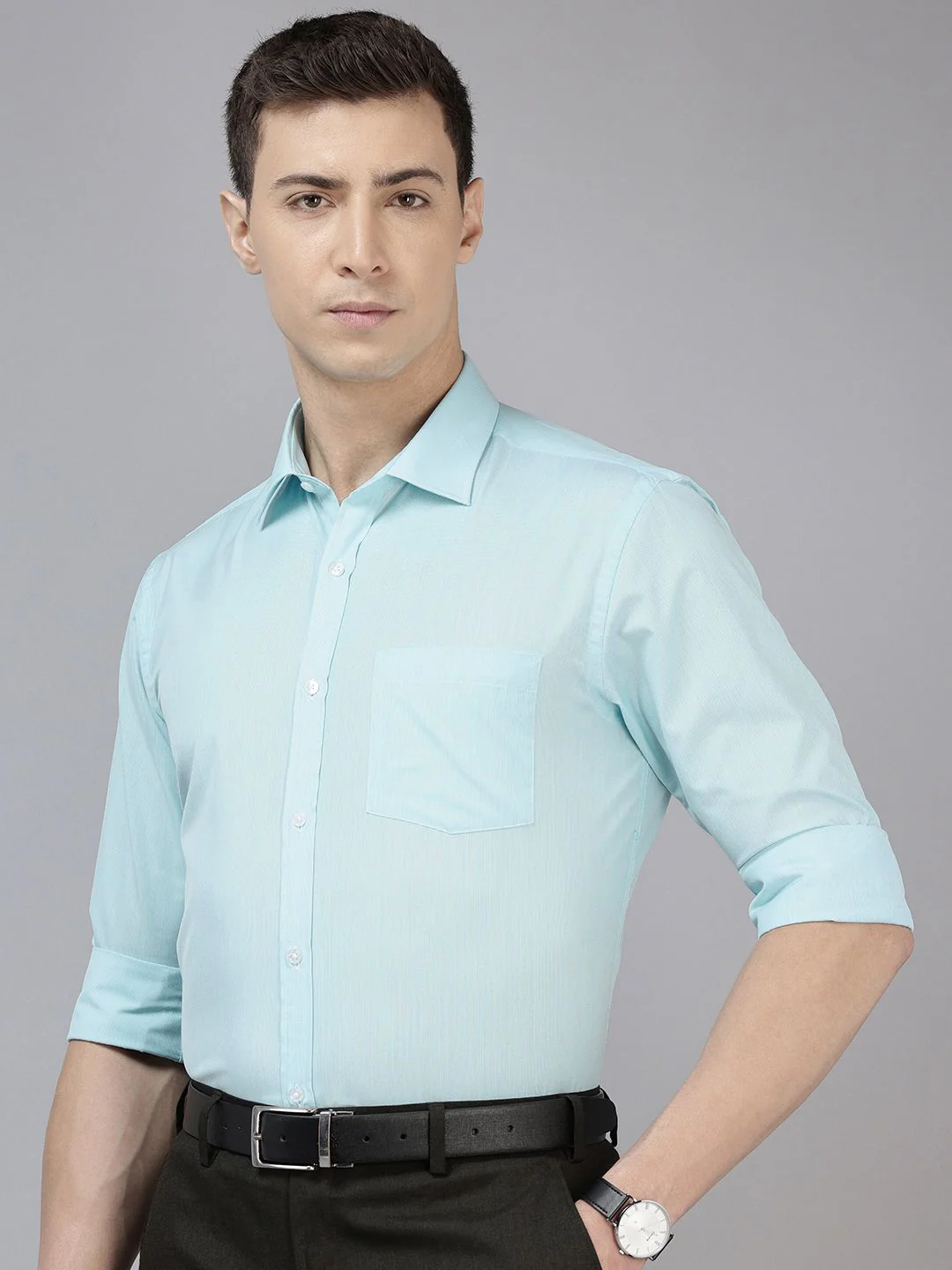 Park Avenue Slim Fit Textured Self Design Formal Shirt - Image 5