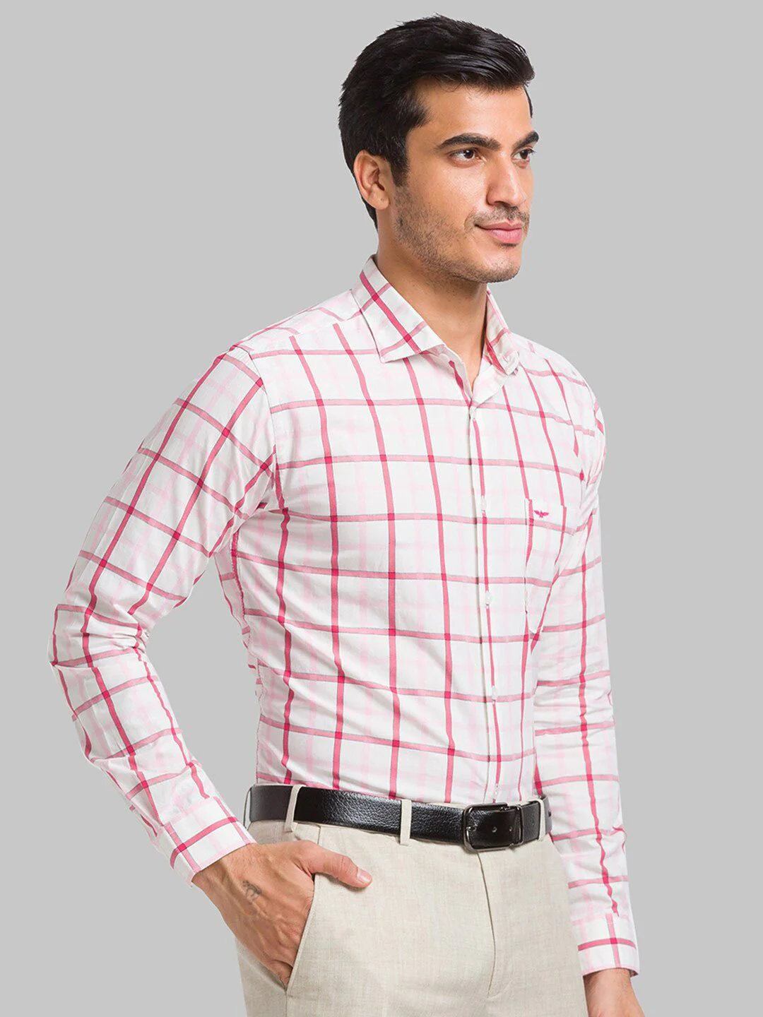 Park Avenue Slim Fit Windowpane Checked Pure Cotton Formal Shirt - Image 3