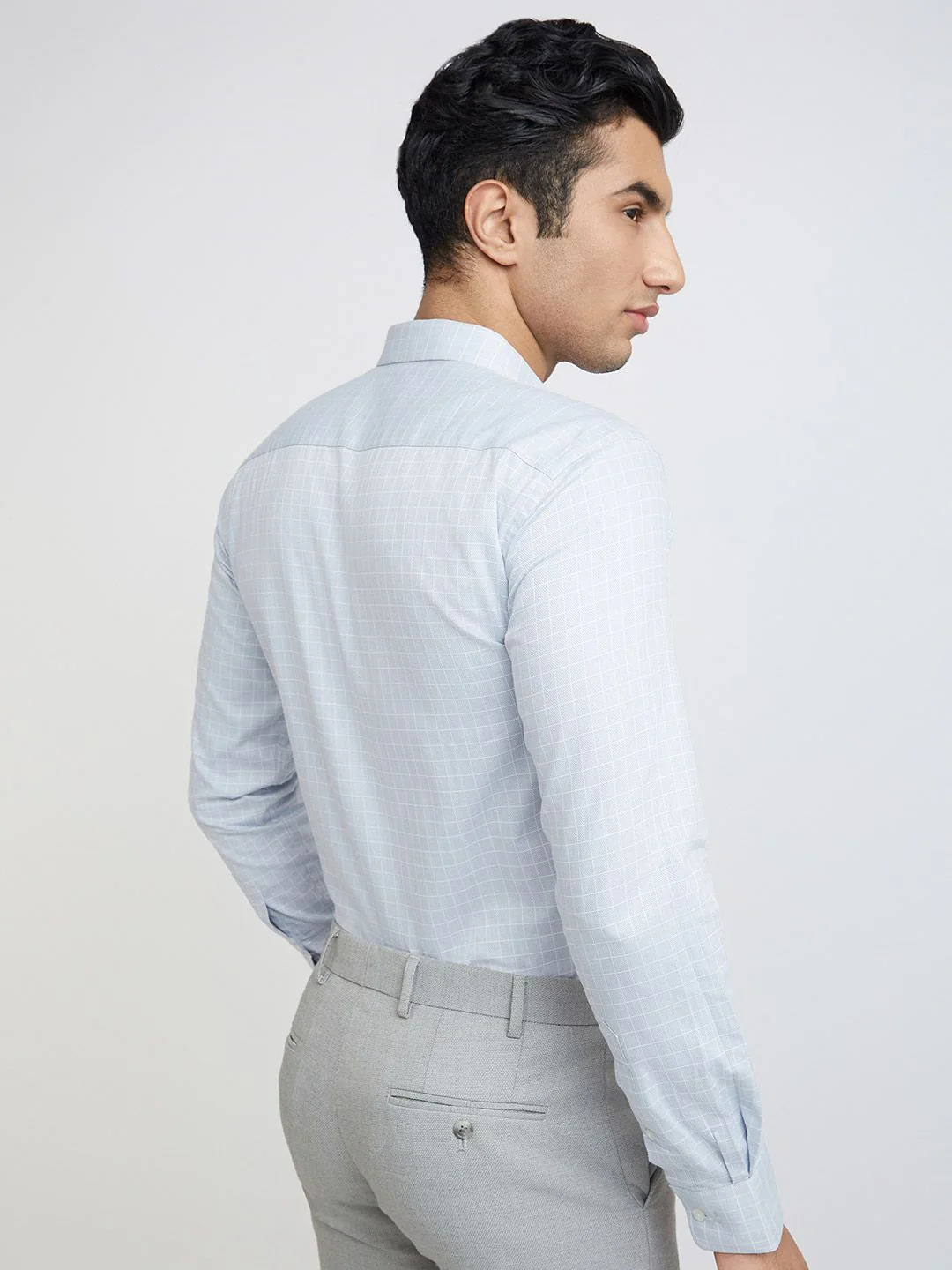 Park Avenue Slim Fit Windowpane Checks Pure Cotton Formal Shirt - Image 4
