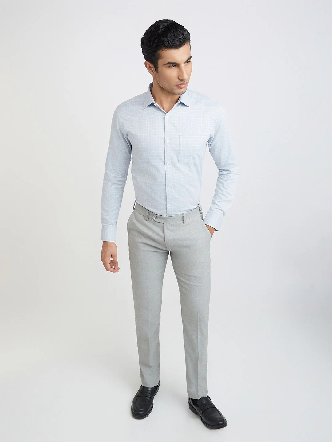 Park Avenue Slim Fit Windowpane Checks Pure Cotton Formal Shirt - Image 6