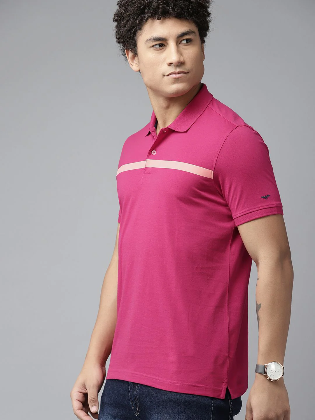 Park Avenue Striped Polo Collar Slim Fit T-shirt - Image 3