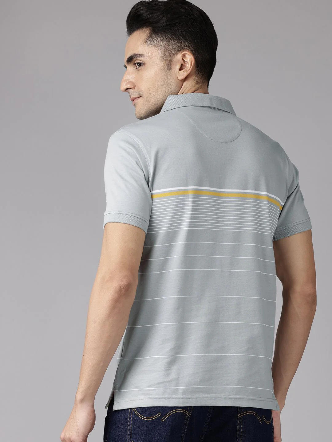 Park Avenue Striped Polo Collar Slim Fit T-shirt - Image 5