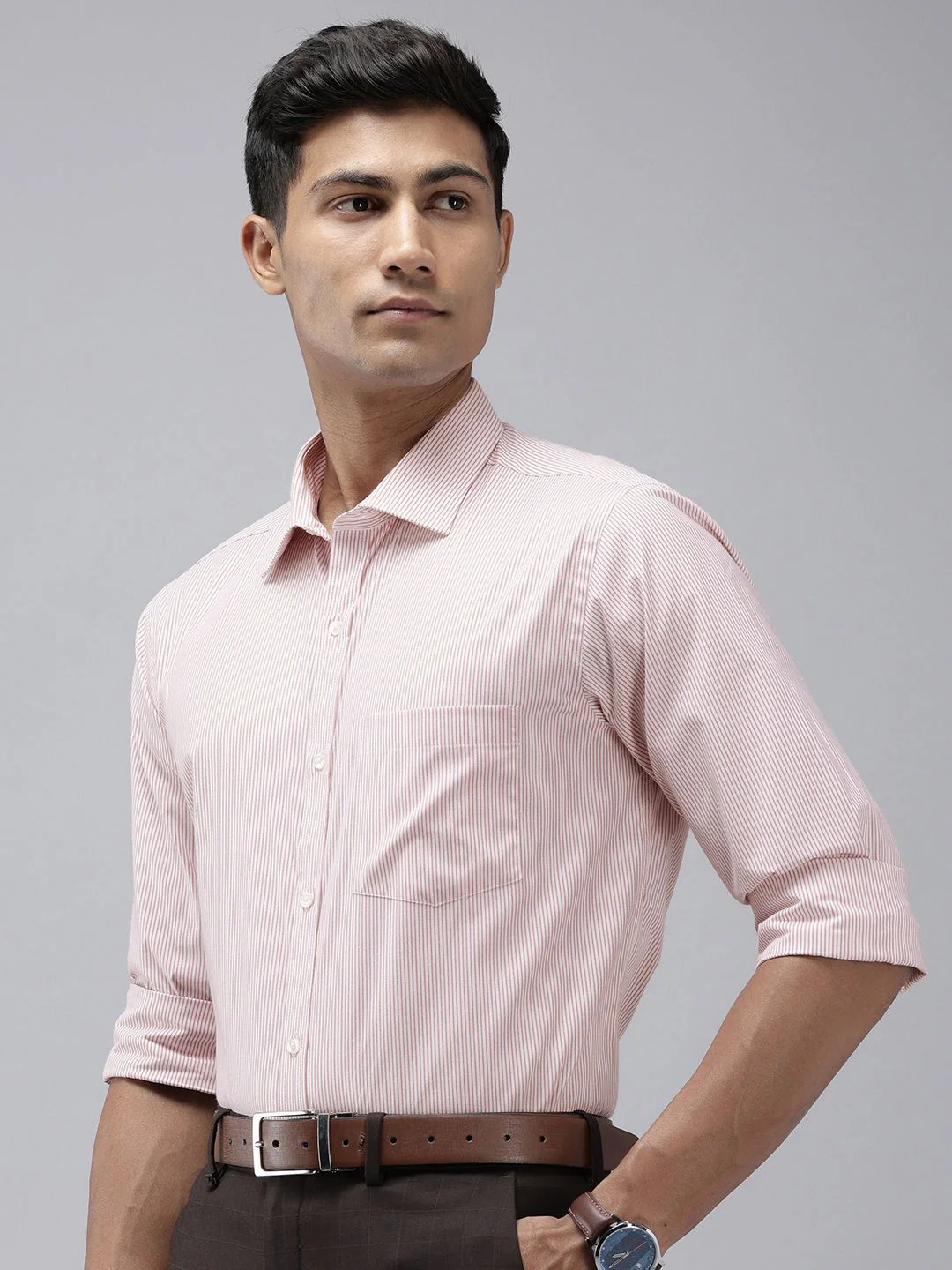 Park Avenue Striped Slim Fit Work Formal Shirt - Image 5