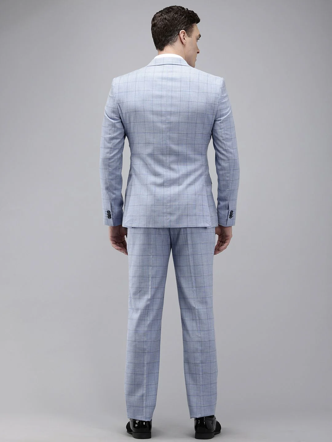 Park Avenue Super Slim Fit Checked Notched Lapel Single-Breasted Formal 2 Piece Suits - Image 4