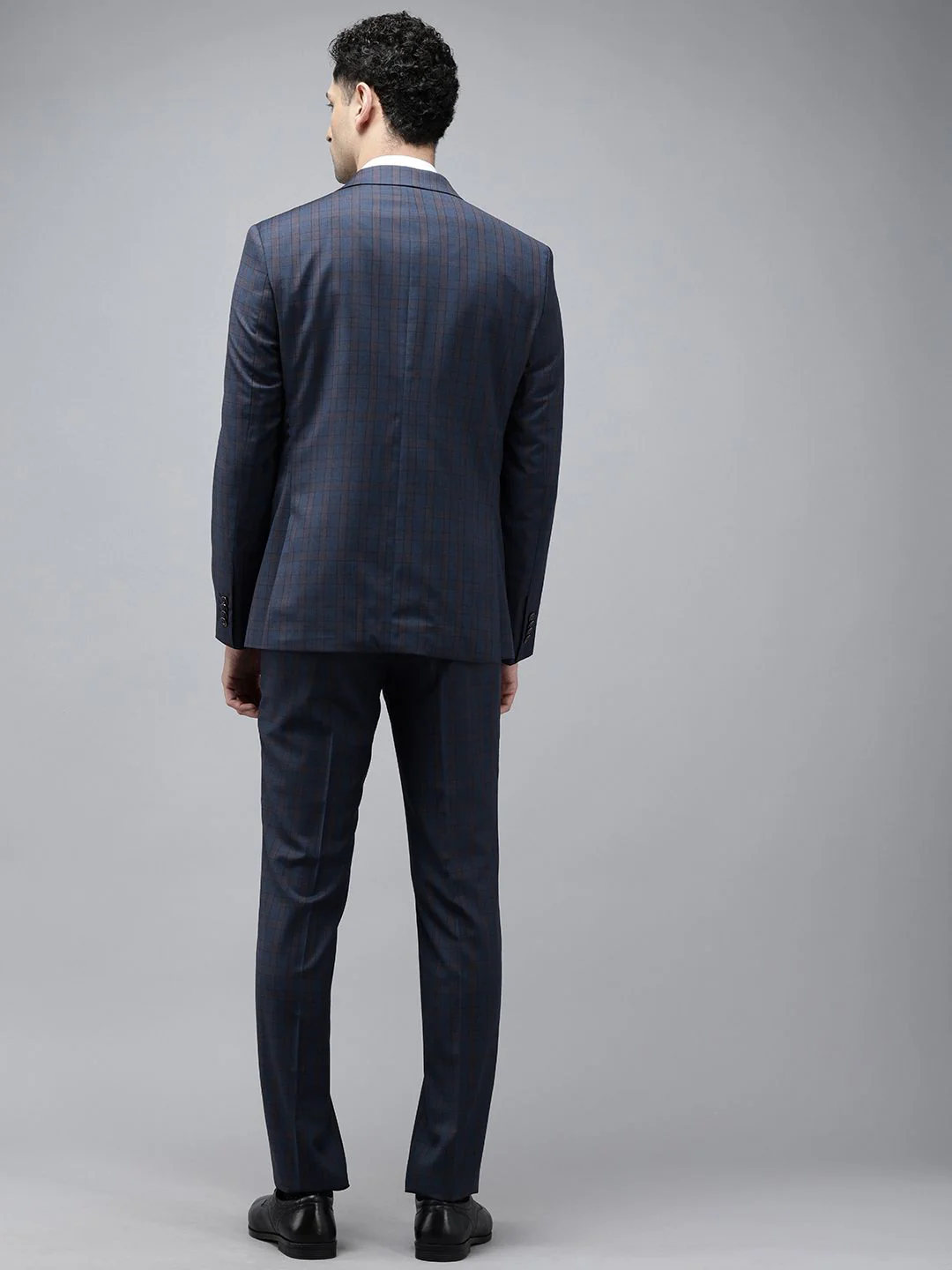 Park Avenue Super Slim Fit Checked Notched Lapel Single-Breasted Formal 2 Piece Suits - Image 4