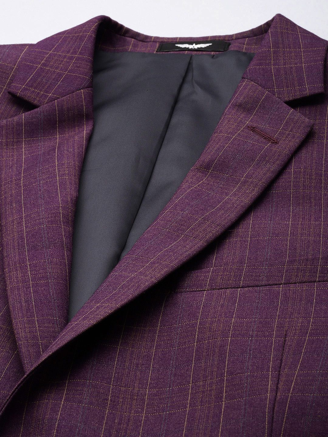 Park Avenue Super Slim Fit Checked Notched Lapel Single-Breasted Formal 3 Piece Suits - Image 4