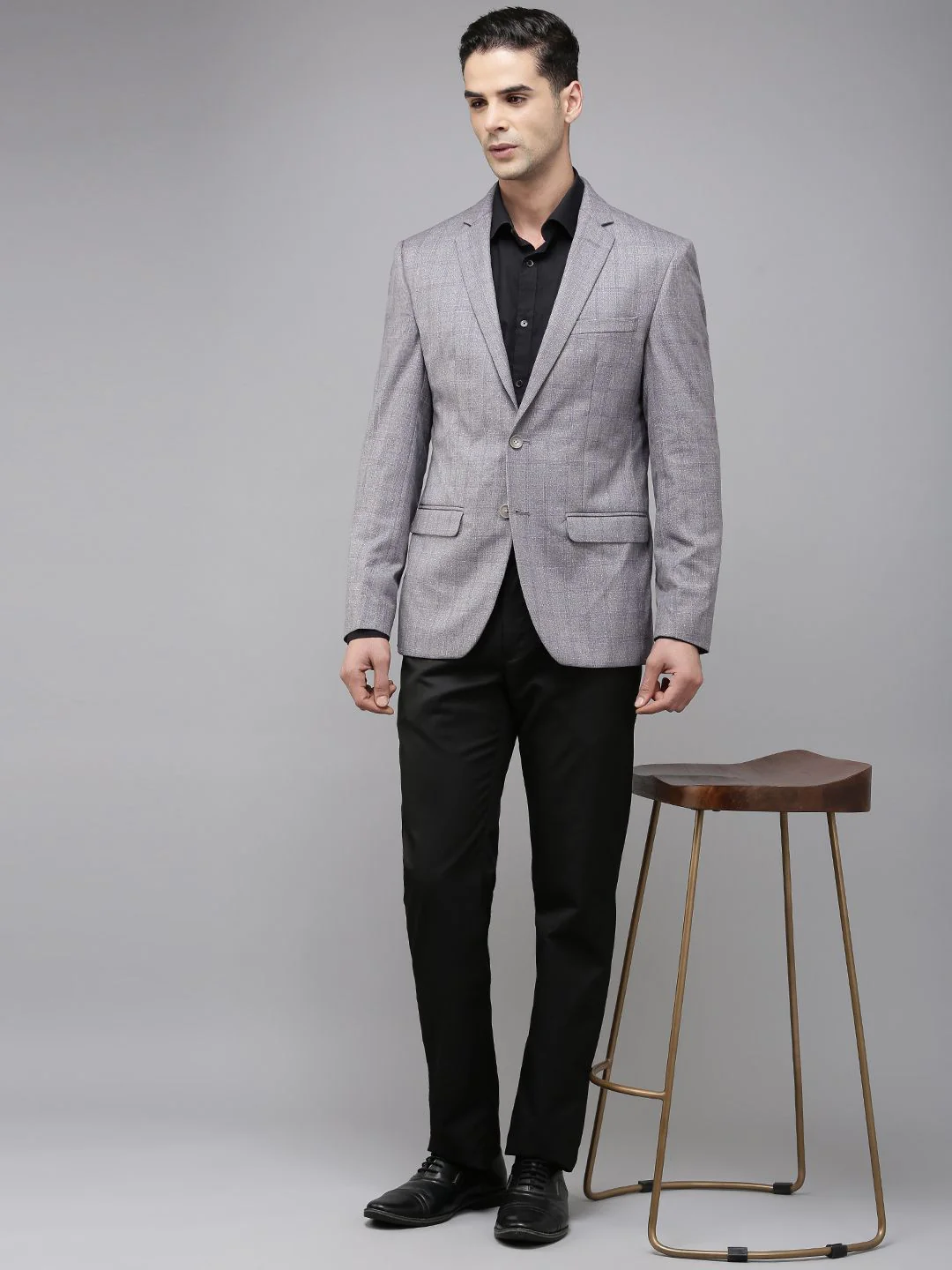 Park Avenue Super Slim Fit Checked Single Breasted Blazer - Image 4