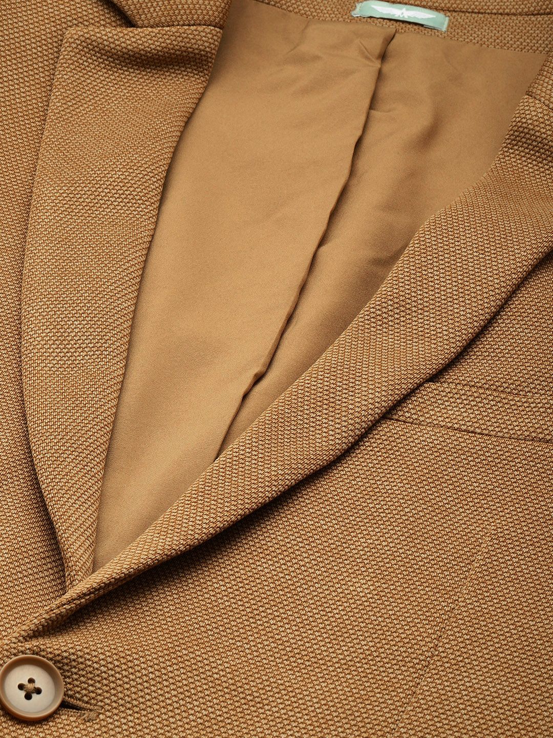 Park Avenue Super Slim Fit Self Design Notched Lapel Single-Breasted Formal Blazer - Image 2