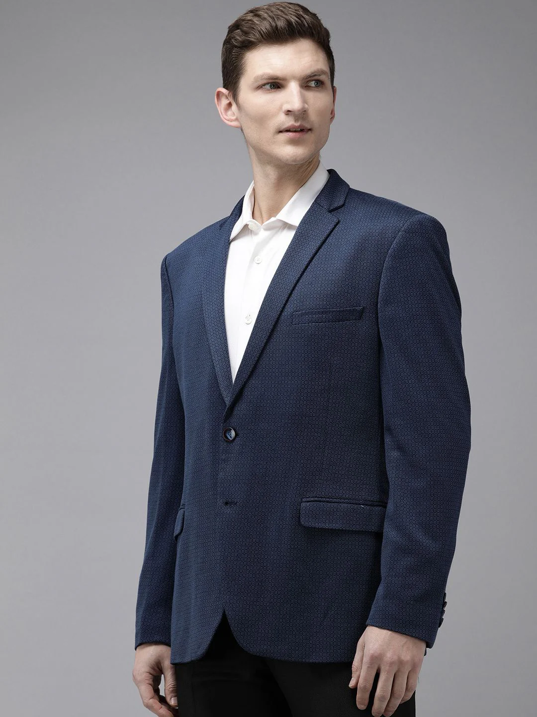 Park Avenue Super Slim Fit Self Design Single-Breasted Formal Blazers - Image 3