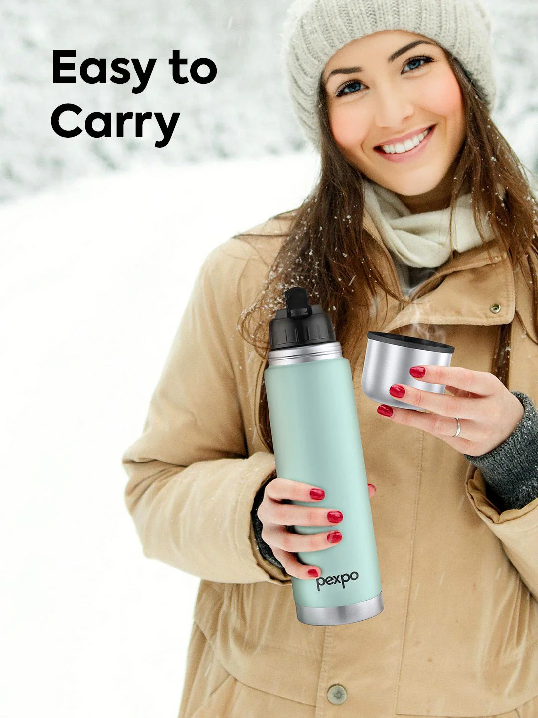Pexpo Flamingo Sea Green ISI Certified Thermosteel Hot & Cold Flask Water Bottle 1000ml - Image 6