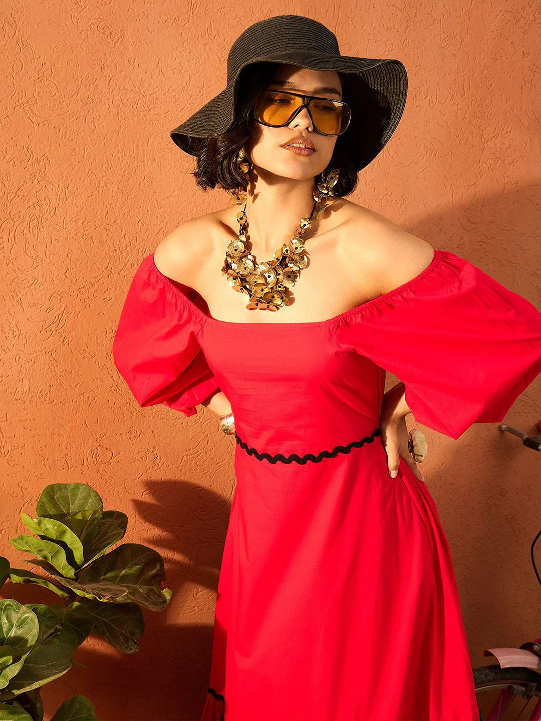 Pink Paprika by SASSAFRAS Women Bishop Sleeves Fit & Flare Maxi Dress - Image 6