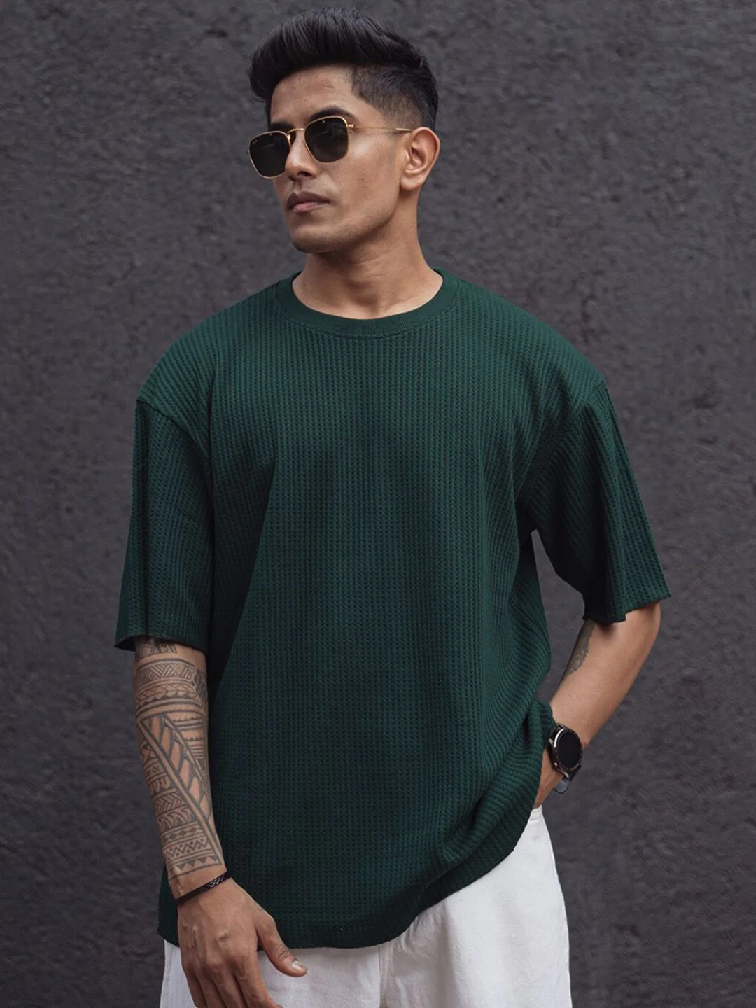 Powerlook Blue Cotton Round Neck Oversized T-shirt - Image 6