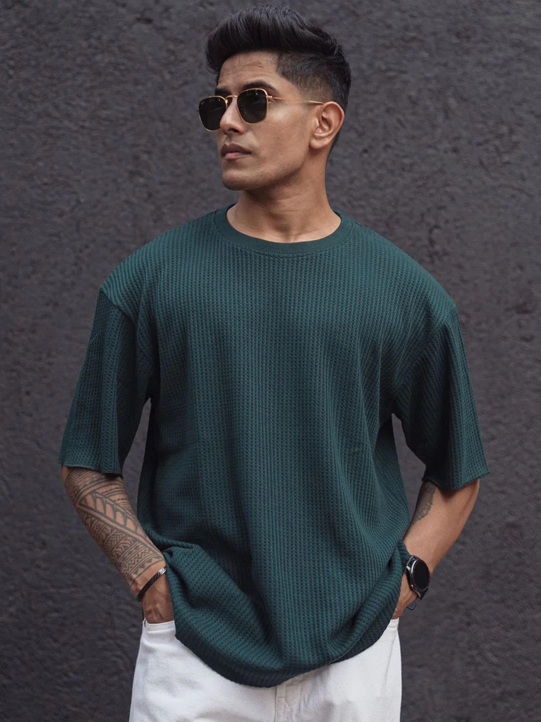Powerlook Blue Cotton Round Neck Oversized T-shirt - Image 7
