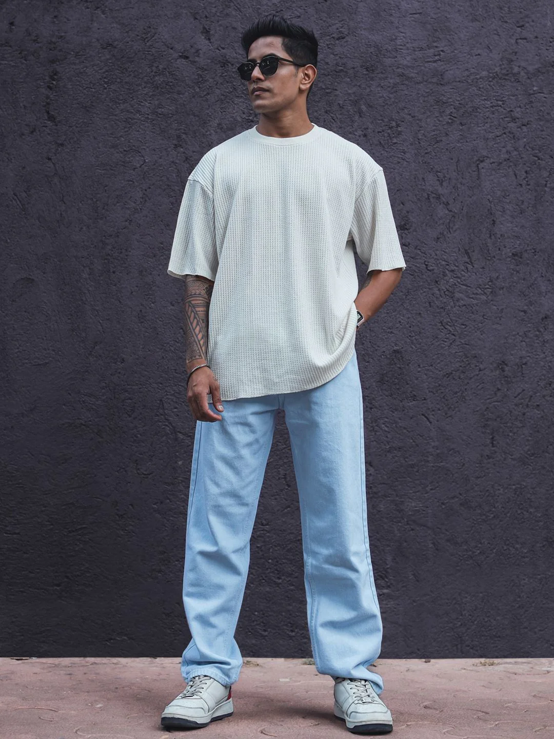 Powerlook Drop-Shoulder Sleeves Oversized Half Sleeves T Shirt - Image 4