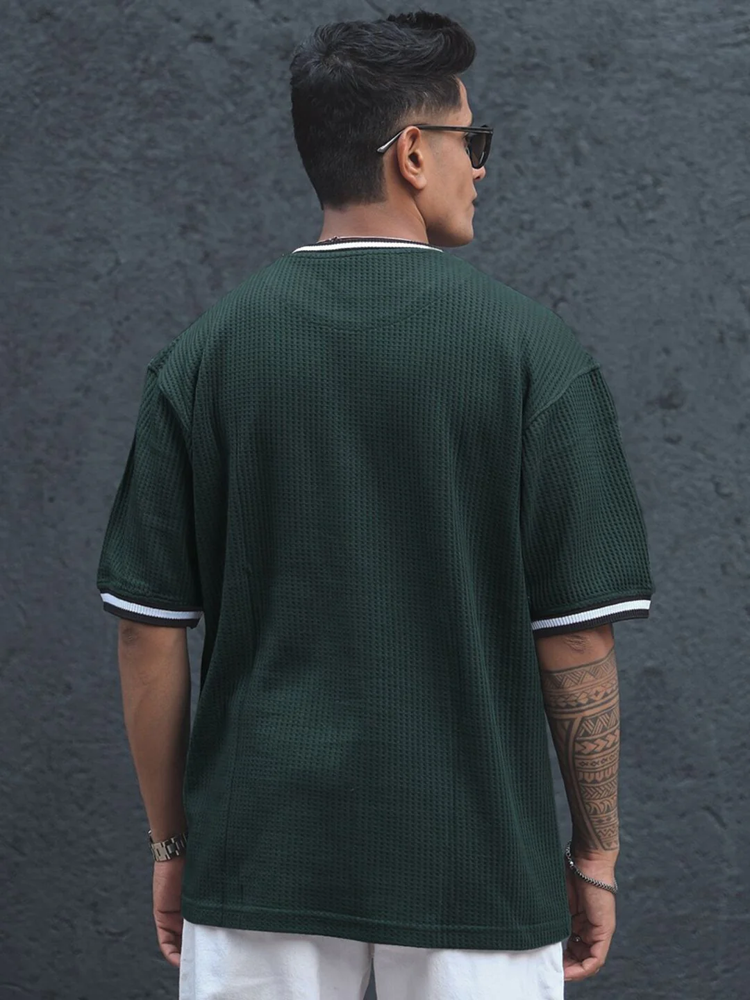 Powerlook Green Cotton Round Neck Oversized T-shirt - Image 5
