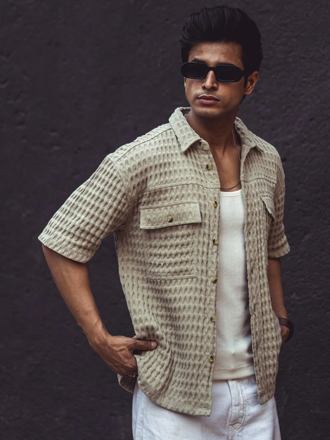 Powerlook India Slim Oversized Checked Pure Cotton Casual Shirt - Image 3