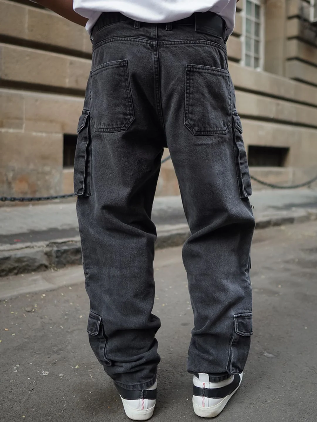 Powerlook Men Black Baggy Fit Clean Look Pure Cotton Cargo Jeans - Image 5
