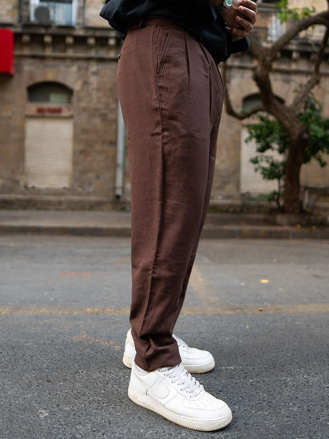 Powerlook Men Brown Solid Linen Regular Fit Pant - Image 2