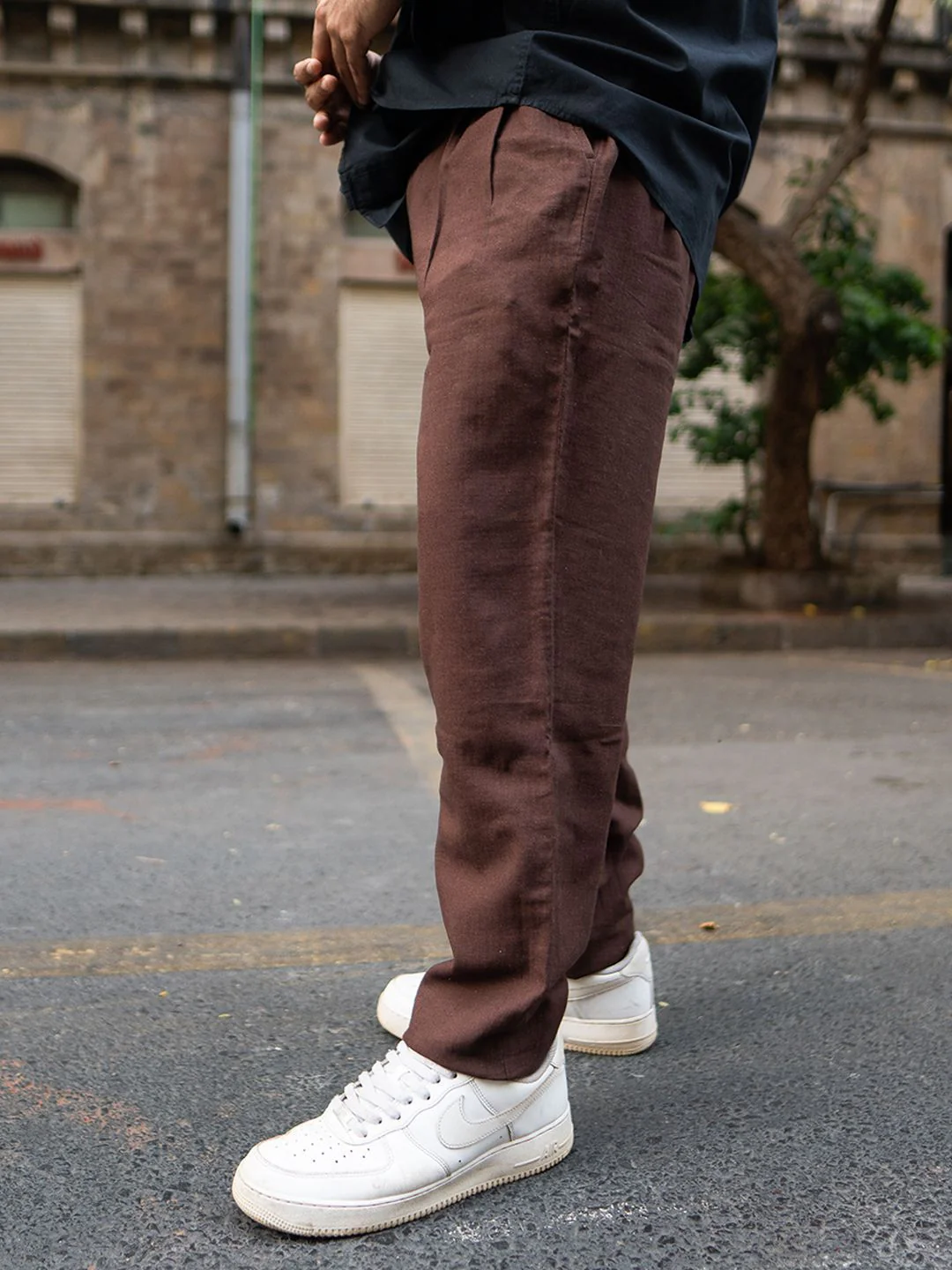 Powerlook Men Brown Solid Linen Regular Fit Pant - Image 3
