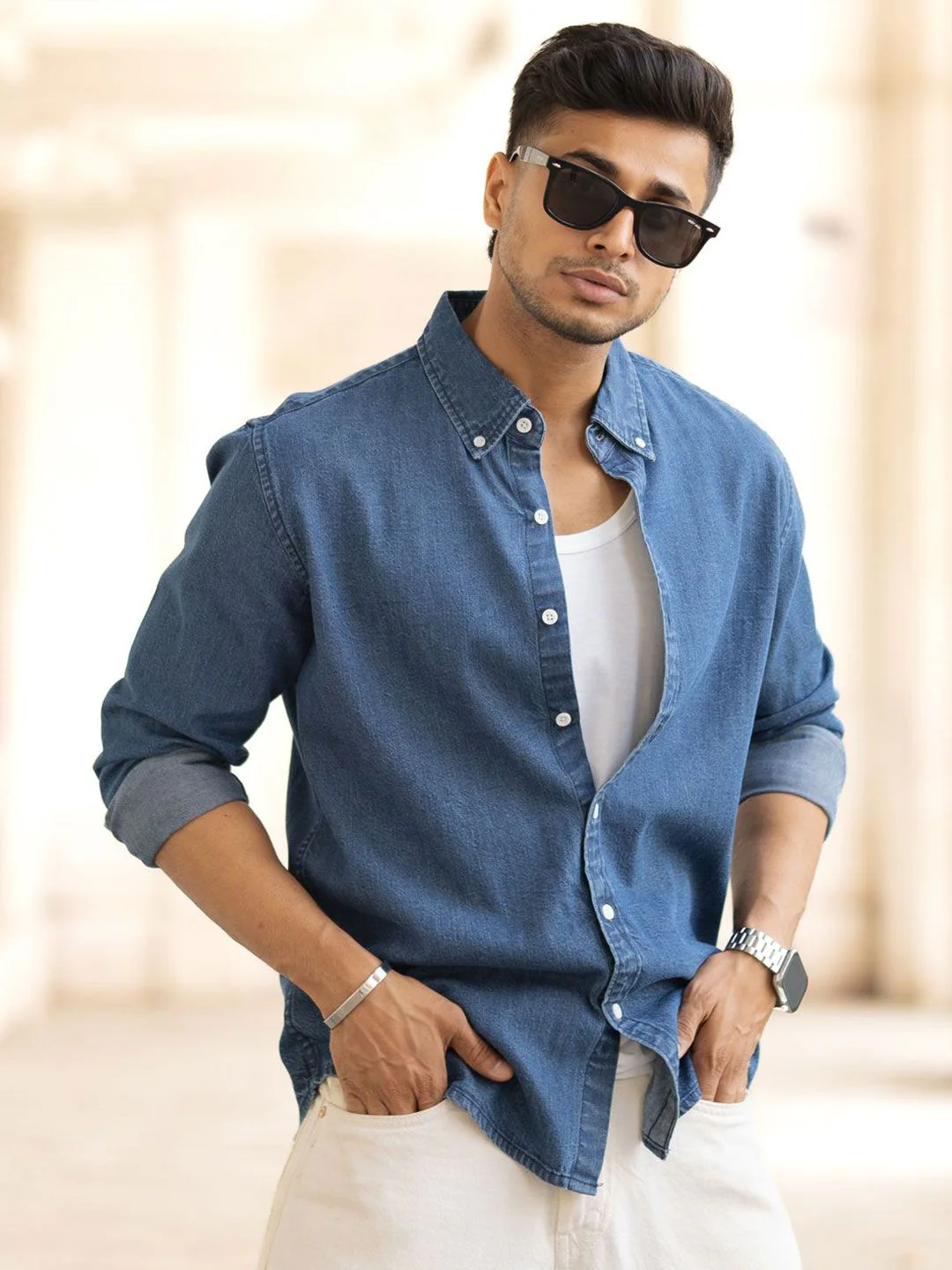 Powerlook Men Button-Down Collar Solid Cotton Casual Shirt - Image 6