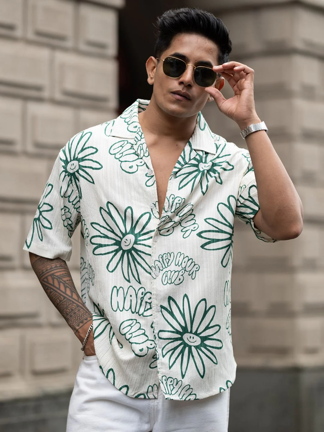 Powerlook Men Cuban Collar Floral Printed Oversized Casual Shirt - Image 6