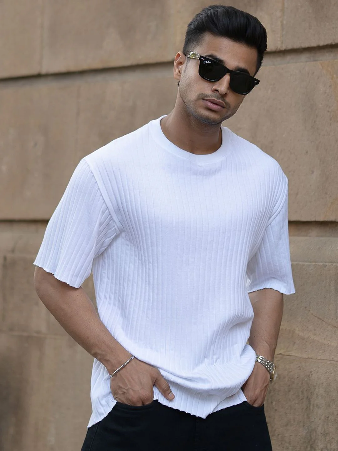 Powerlook Men Drop-Shoulder Sleeves Oversized T-shirt