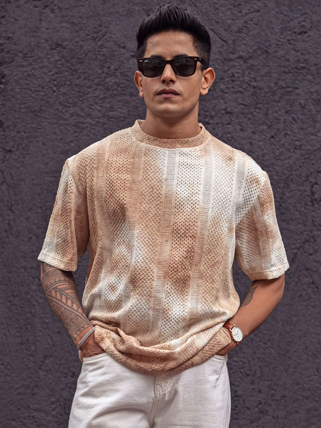 Powerlook Men Dyed Round Neck Oversized T-Shirt - Image 6