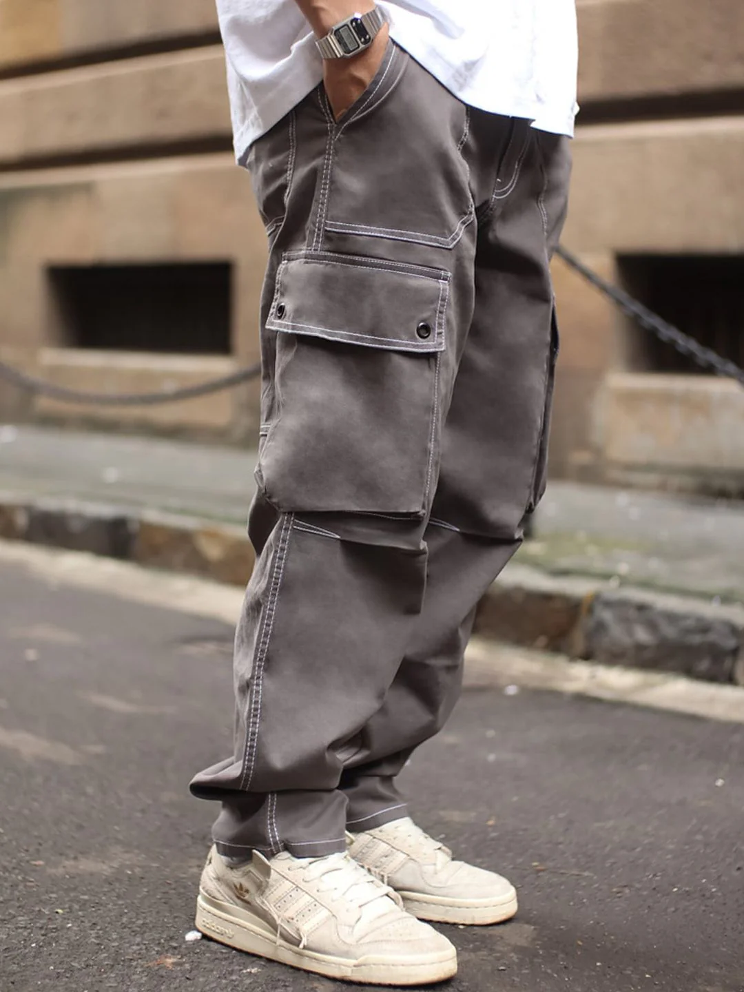 Powerlook Men Loose Fit Cotton Cargo Trousers - Image 2