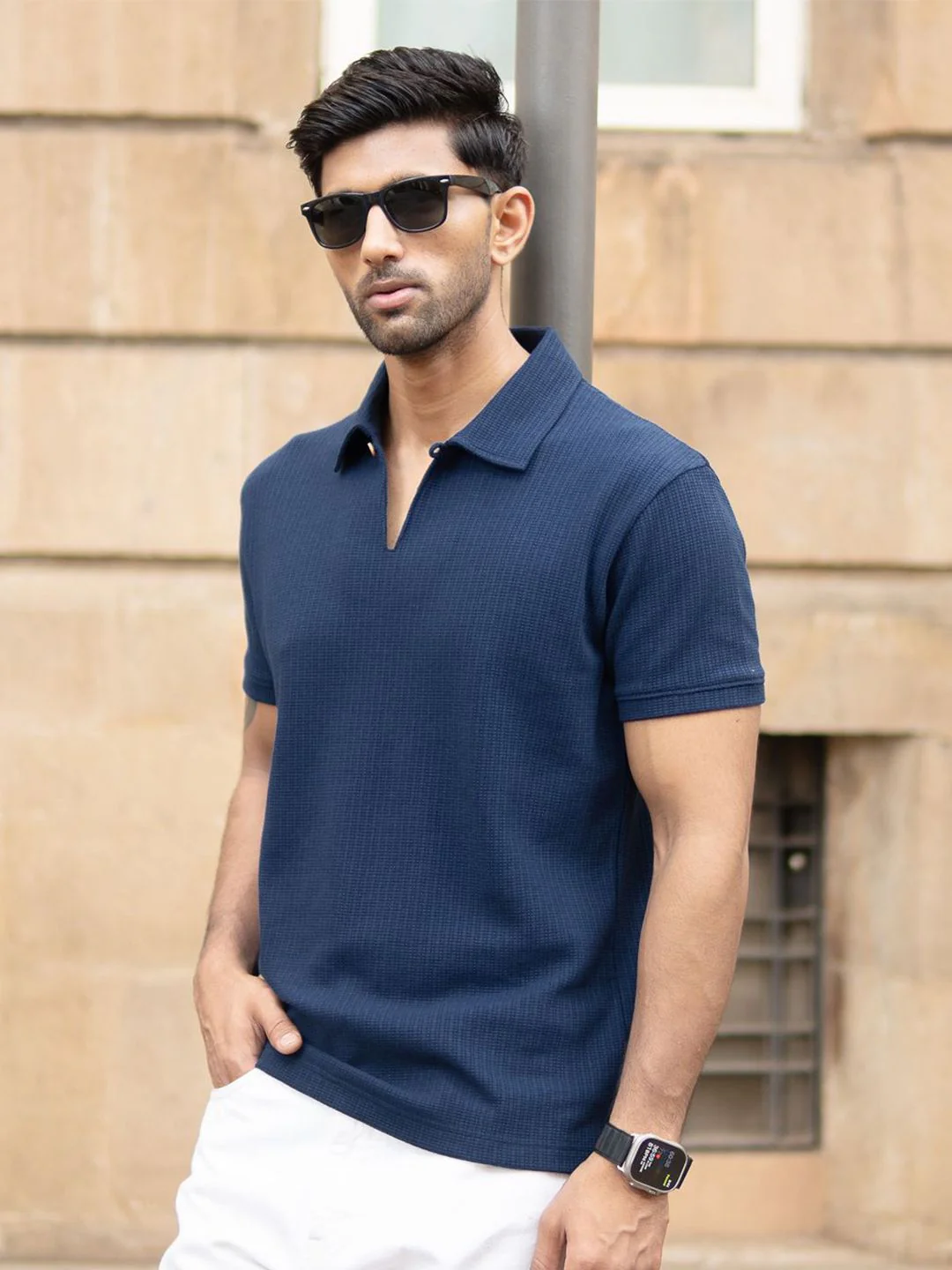 Powerlook Men Navy Structured Polo T-Shirt - Image 5