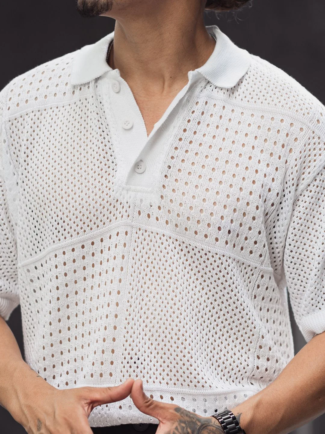 Powerlook Men Polo Collar Drop-Shoulder Sleeves T-shirt - Image 2