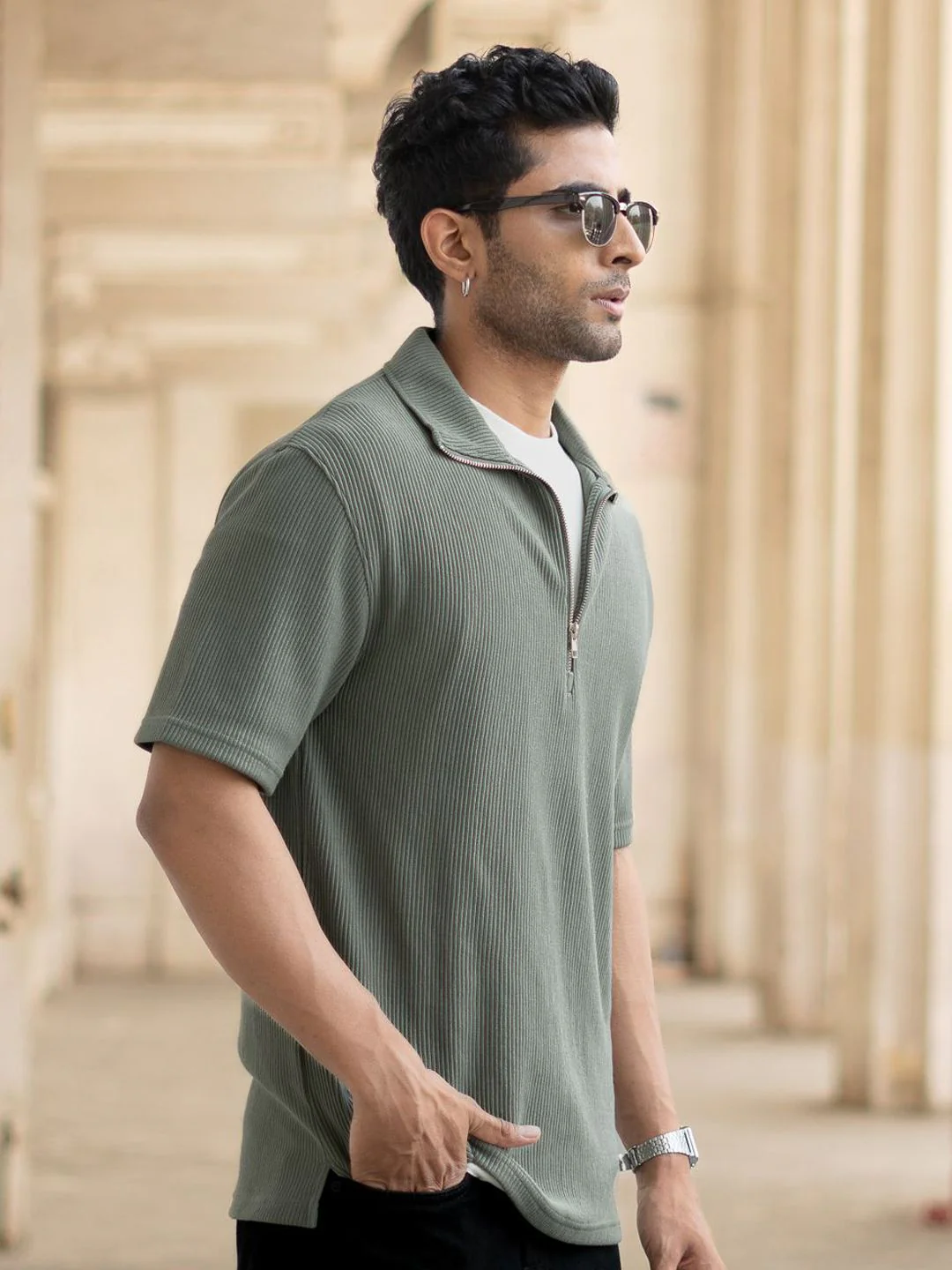 Powerlook Men Polo Collar Drop-Shoulder Sleeves T-shirt - Image 5