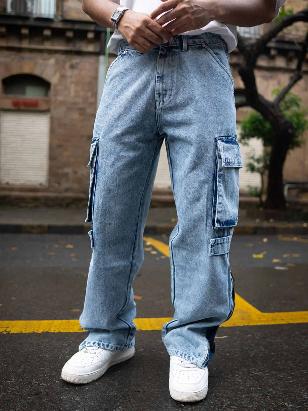 Powerlook Men Pure Cotton Loose Fit Cargos Trousers - Image 4