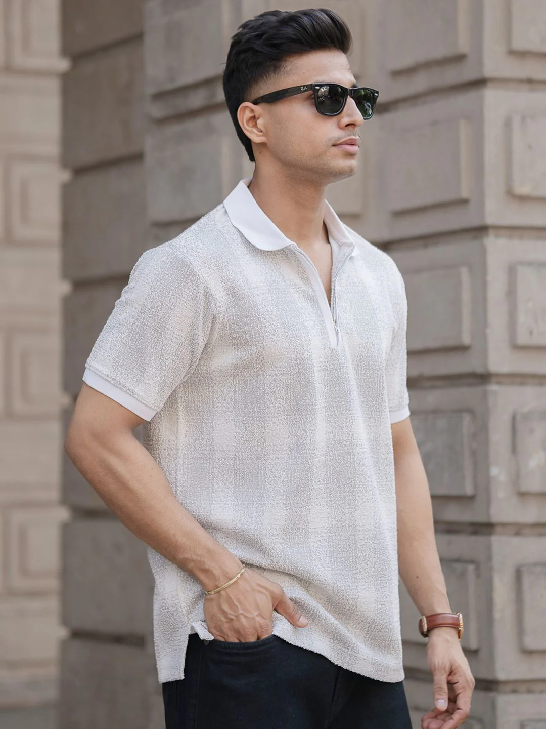 Powerlook Men Regular Fit Abstract Printed Polo Collar T-shirt - Image 5