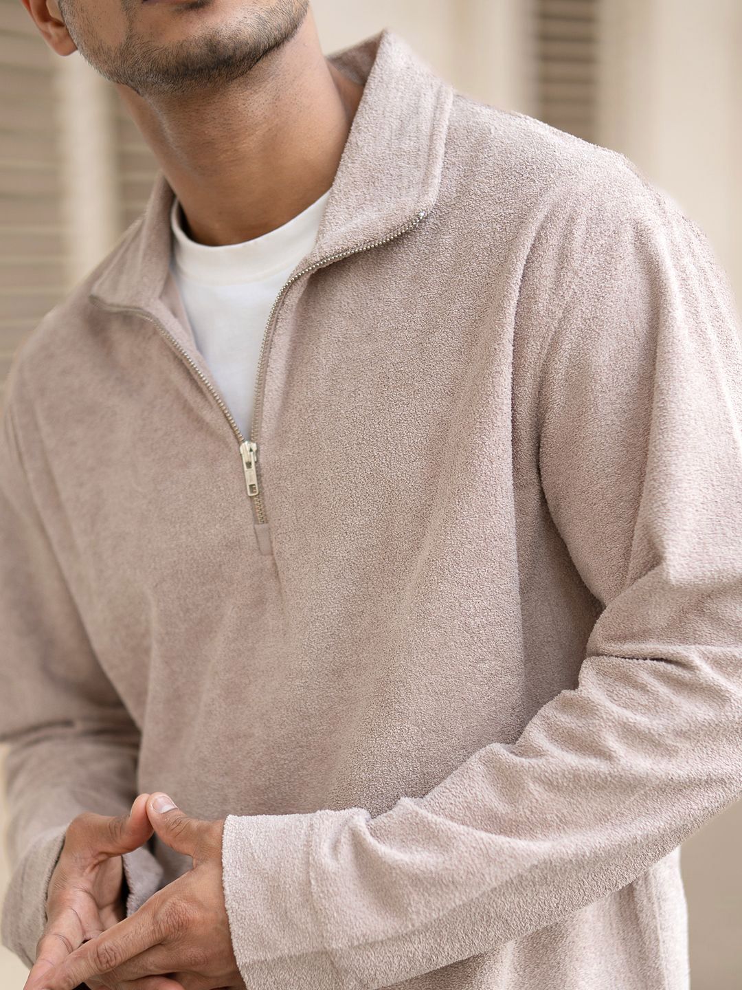 Powerlook Regular Fit Solid Mock Collar Pullover Sweatshirt - Image 3