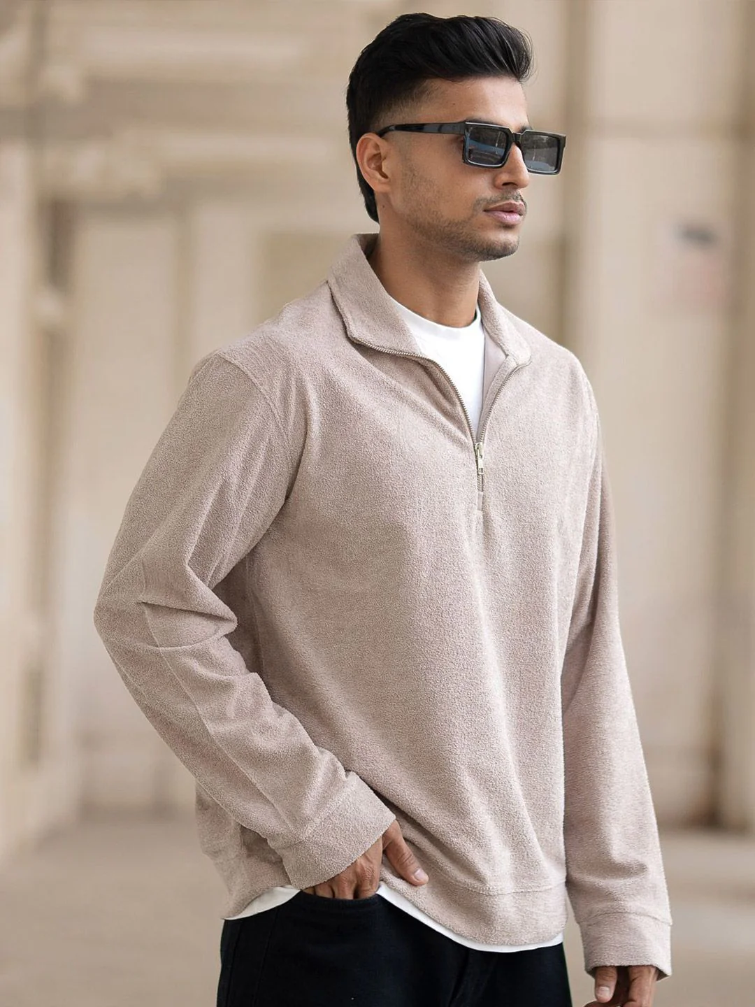 Powerlook Regular Fit Solid Mock Collar Pullover Sweatshirt - Image 5