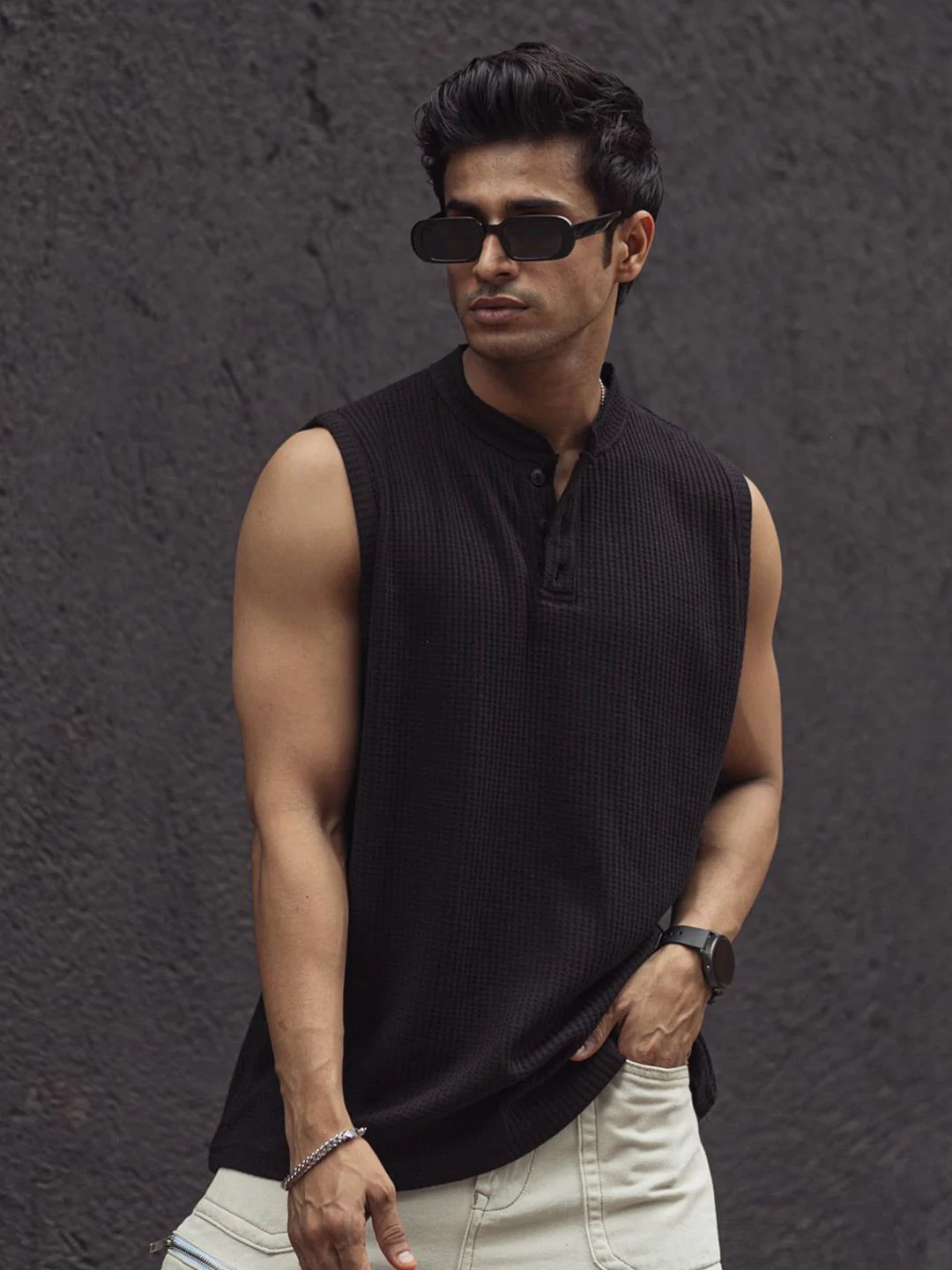 Powerlook Men Self Design Henley Neck T-shirt - Image 6
