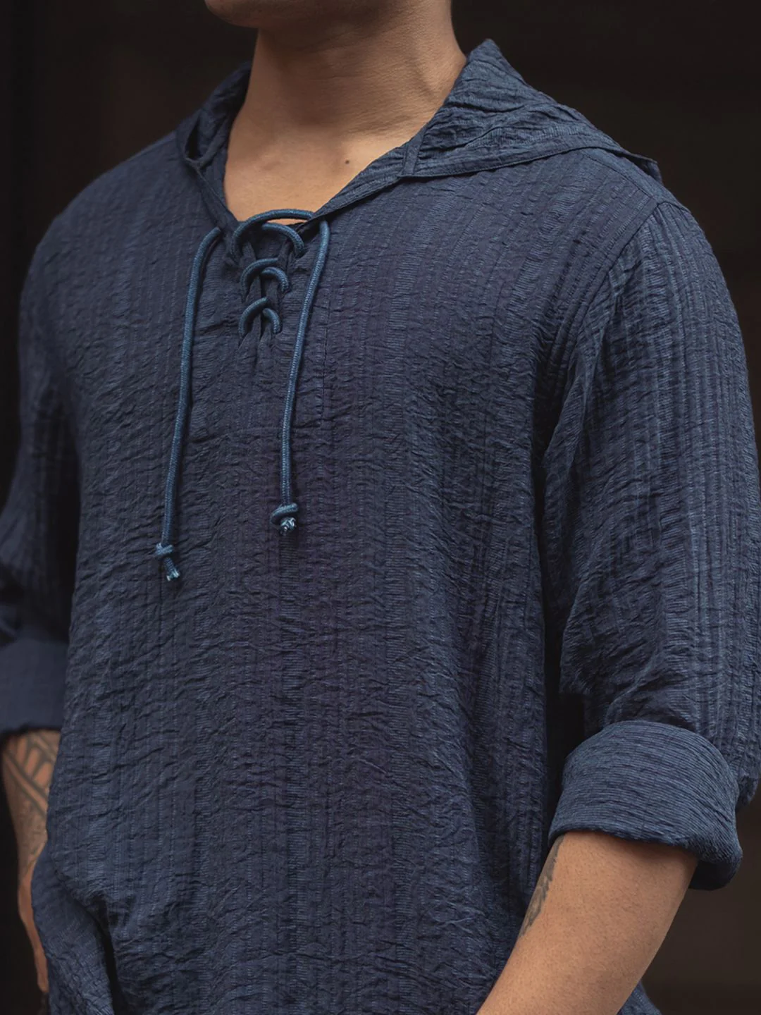 Powerlook Men Self Design Hood Relaxed Fit T-shirt - Image 2