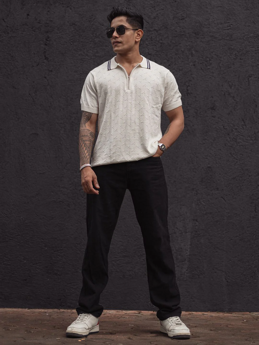 Powerlook Men Self Design Polo Collar Pure Cotton T-Shirt - Image 10