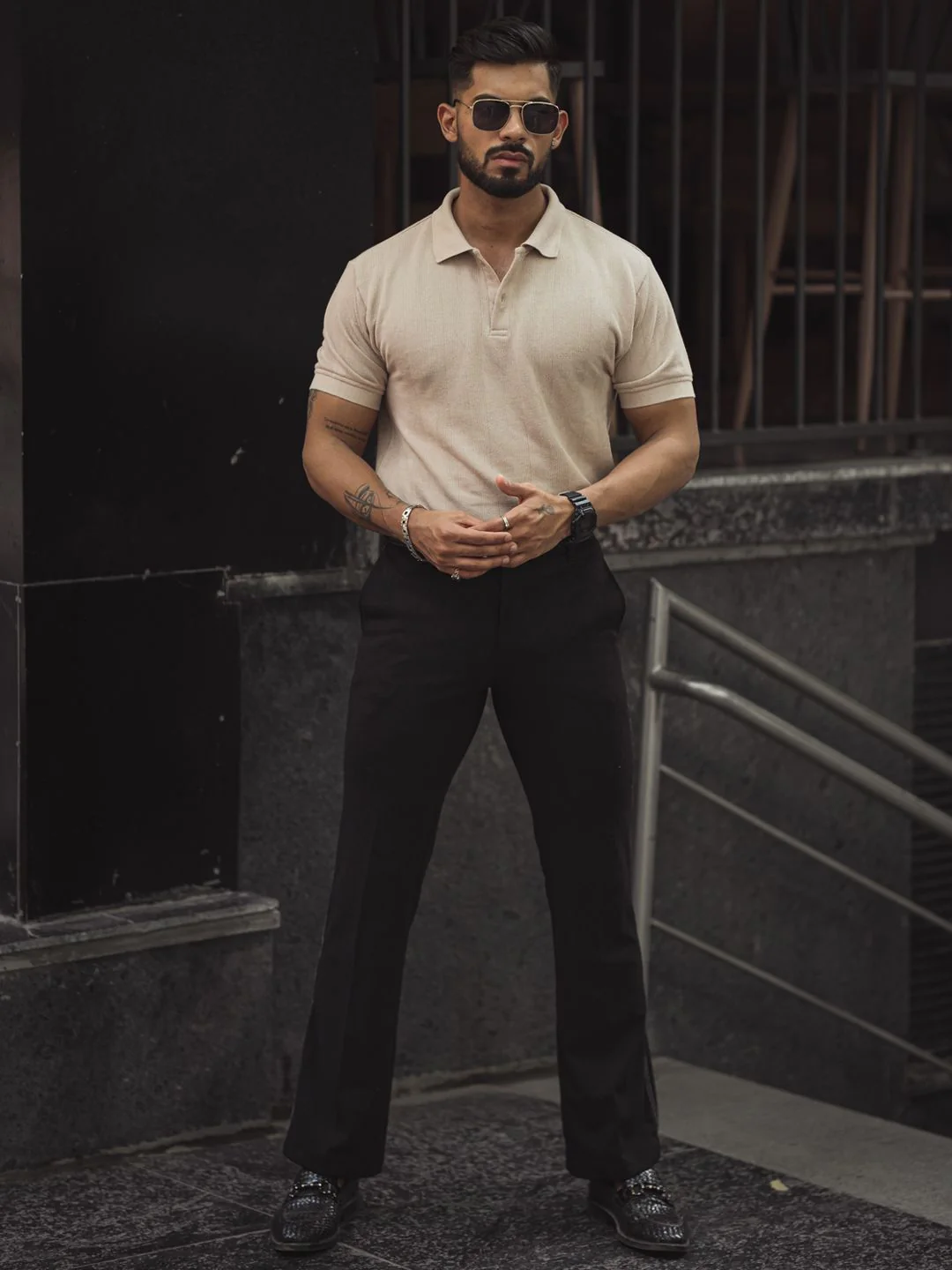 Powerlook Men Self Design Polo Collar Cotton T-shirt - Image 6