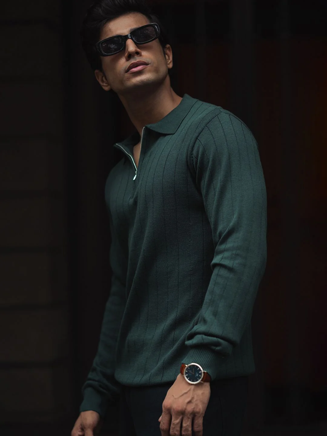Powerlook Men Self Design Polo Collar Cotton T-shirt - Image 3